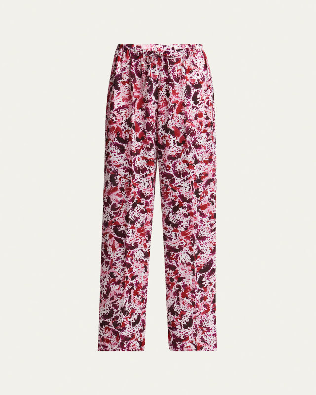 Puvis Printed Wide-Leg Drawstring Pants